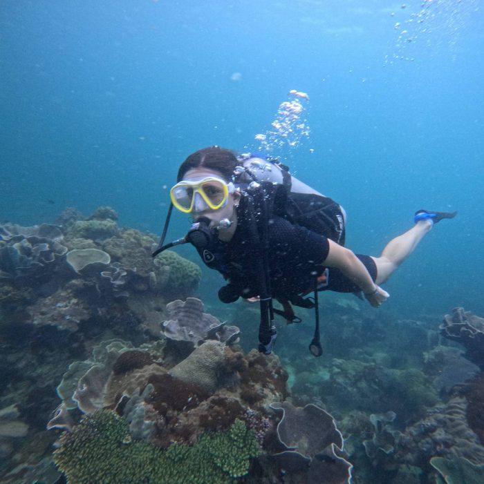 scuba diver & coral reef