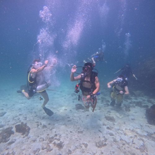 scuba divers after deep dive. Nha Trang