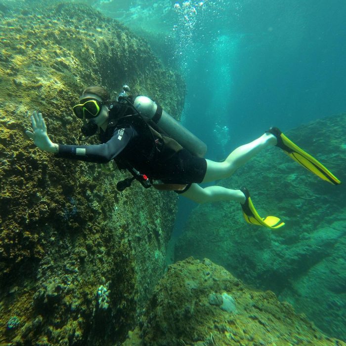 Scuba diver underwater. Nha Trang, island Mun